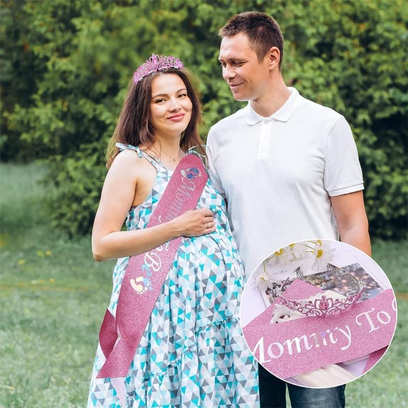 Baby Shower Sash Mommys to Be Sash Adjustable 3Color for Gender Reveal,Welcome Baby,Baby Sprinkle Ideals Mom and Dad Gift