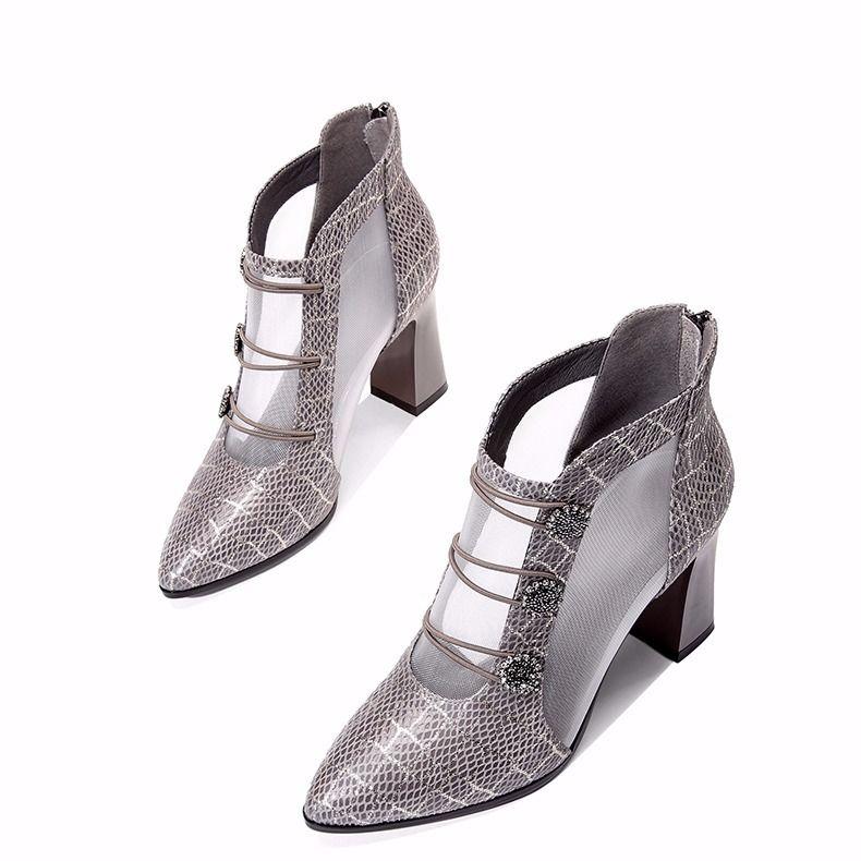 

Мода FHC Весна Сексуальные Сетчатые Босоножки Ботинки Женские Острый носок На высоком каблуке Летняя обувь Женские Вырезы Голые Ботильоны,Серые,Синие ,Дропшиппинг 40 темно серый
