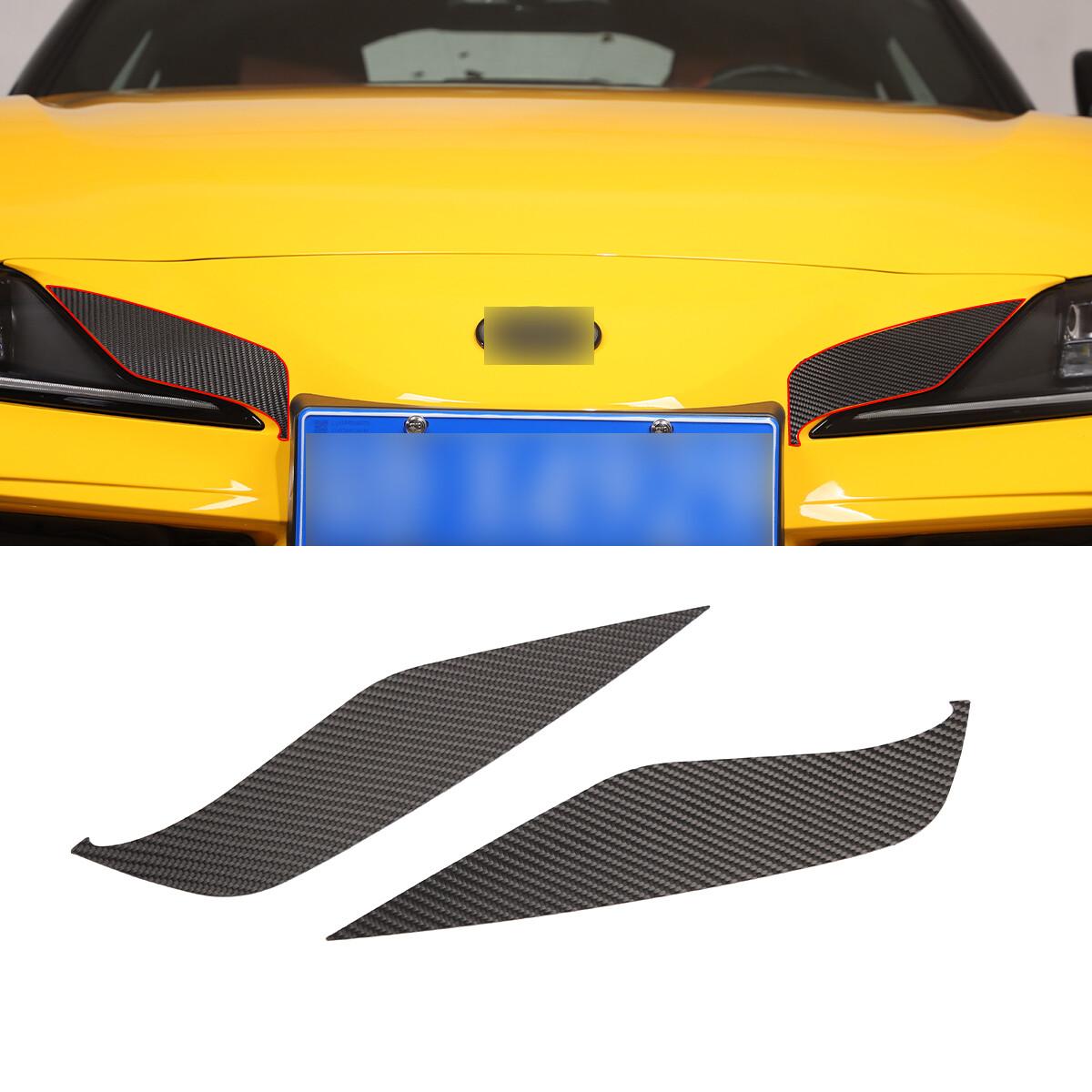 Carbon Fiber Headlight Eyebrow Eyelid Cover Trims For Toyota Supra A90 19-20