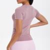 Women's Seamless Knit Solid Color Breathable Short Sleeve Sports Yoga T-shirt