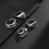 4 Pièces/Ensemble Anneaux Larges Étoile à Cinq Branches Spirale Couleur Argent Vintage Punk Pour Femmes Hommes Anneaux de Doigt Épais Hiphop Créatif Bijoux