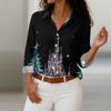 Women's Shirt With Floral Print Buttons, Long Sleeved Casual Regular Shirt Blouses Casual Plus Size Basic Tops