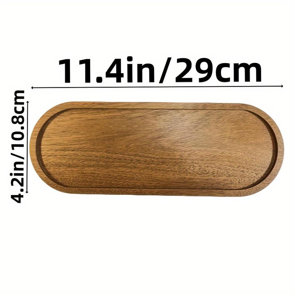 Japanese Acacia Wood Tray: Rectangular Plate, Fruit/Snack Dish, Oval Breadboard, Teacup Saucer
