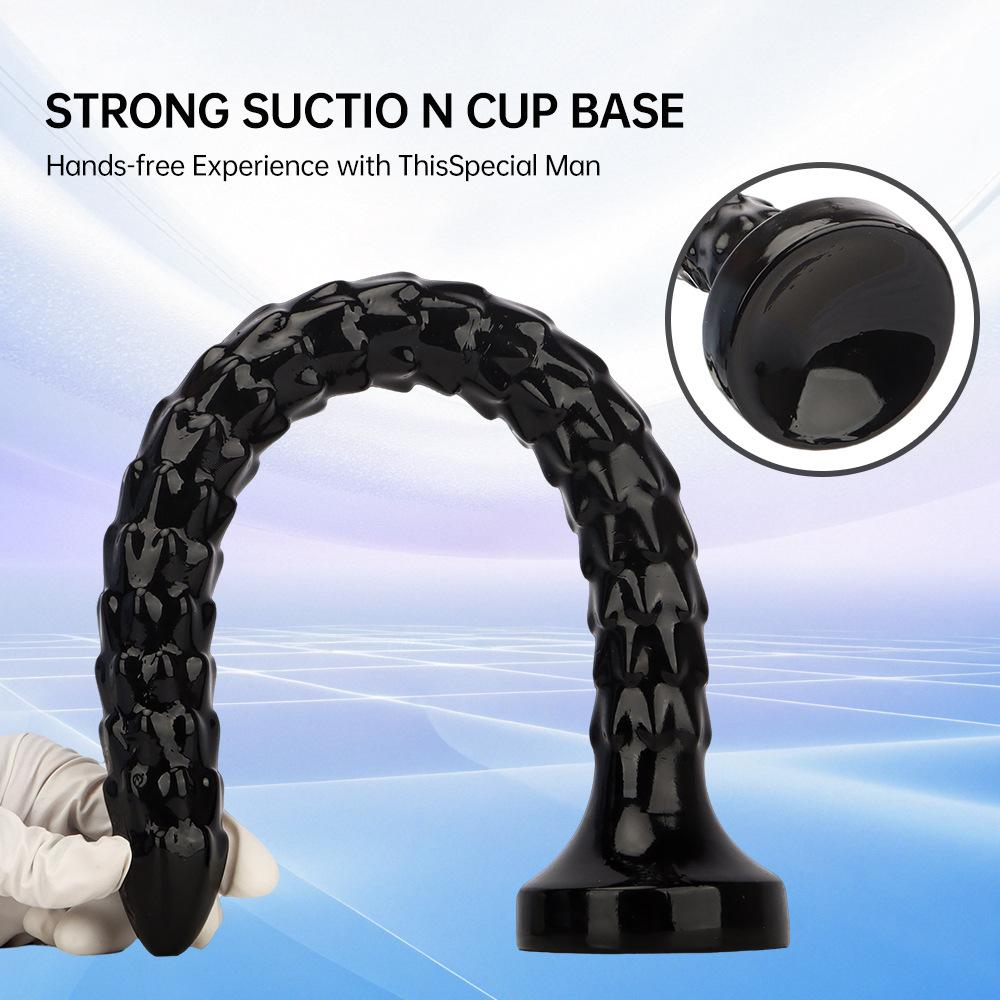46cm Black PVC Extra Long Anal Plug Dilator Masturbator Sex Toy for Men and Women Dildo Big Dick Realistic Penis