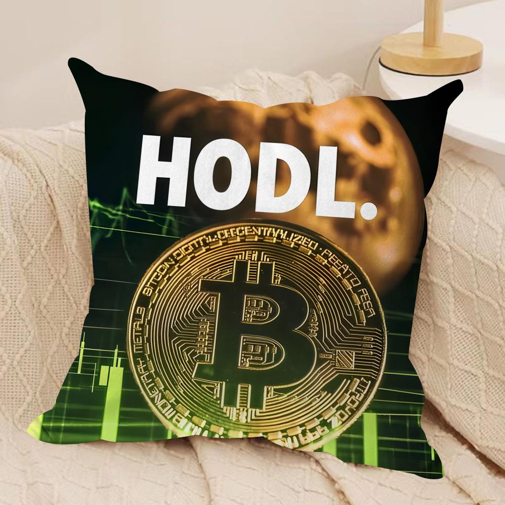 Cool Bitcoin Fashion Luxury Cushion Cover Silky Short Plush Invisible Zipper Dustproof Sofa Pillow Case For Home Decor