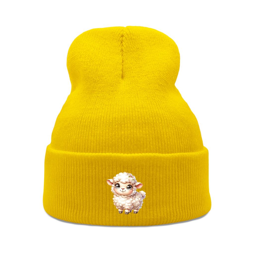 Unisex Winter Hats Knitted Hat Beanie Cute Sheep Print Woman Cap Simple Cancer Chemo Knit Cap Beanie Perfect For Mountaineering