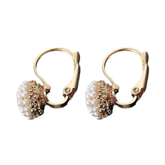 

Модные женские круглые серьги-подвески с искусственным жемчугом, с застежкой-рычажком, пирсинг, ювелирное украшение, подарок золотистый