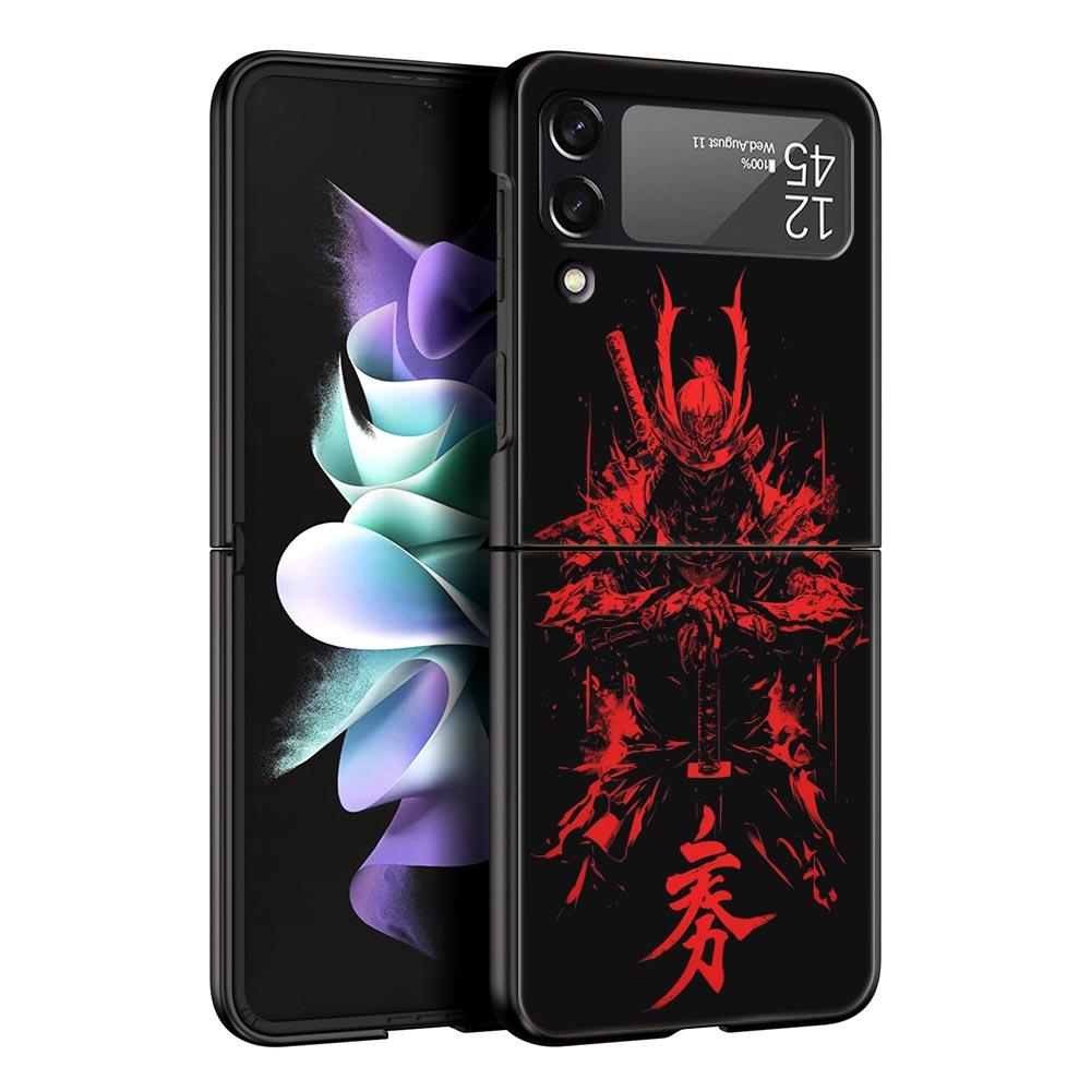 Phone Case for Samsung Galaxy Z Flip 3 4 5 6 7 Folding Shell For Samsung Z Flip4 Flip5 PC Hard Cover Japanese Bushido Samurai