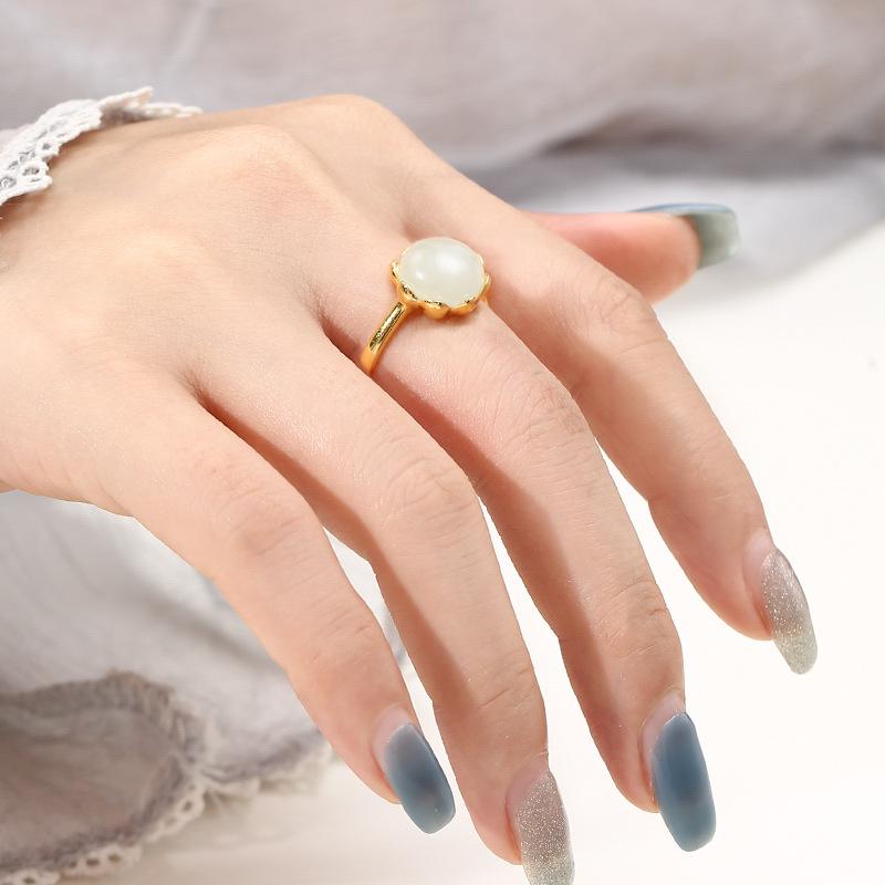 Monture de bague ronde ambrée florale rétro DIY pour femme, 10x10mm