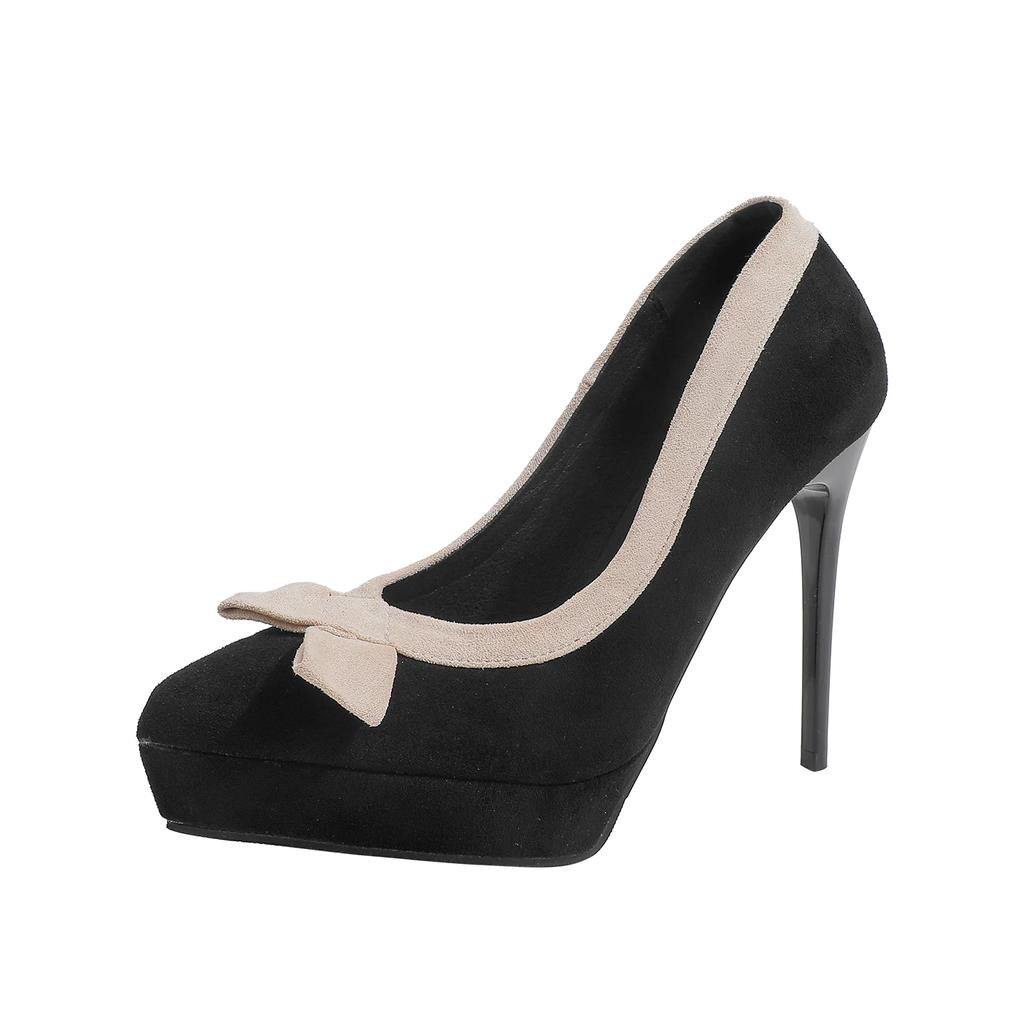 Mode 2025 Neue Plateau Super High Heels Damen Schleife Prominente Kleine Spitze Stiletto Einzelne Schuhe