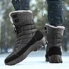 Hochwertige Winter Herrenstiefel,Warme Mid-calf Wasserdichte Schneestiefel,Herren Bequeme Wanderschuhe,Schneestiefel mit Baumwollfutter