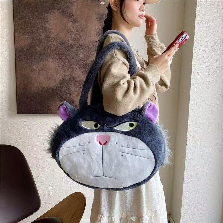 Cinderella Lucifer In Plush Cat Single Shoulder Crossbody Bag Suitable For Kids