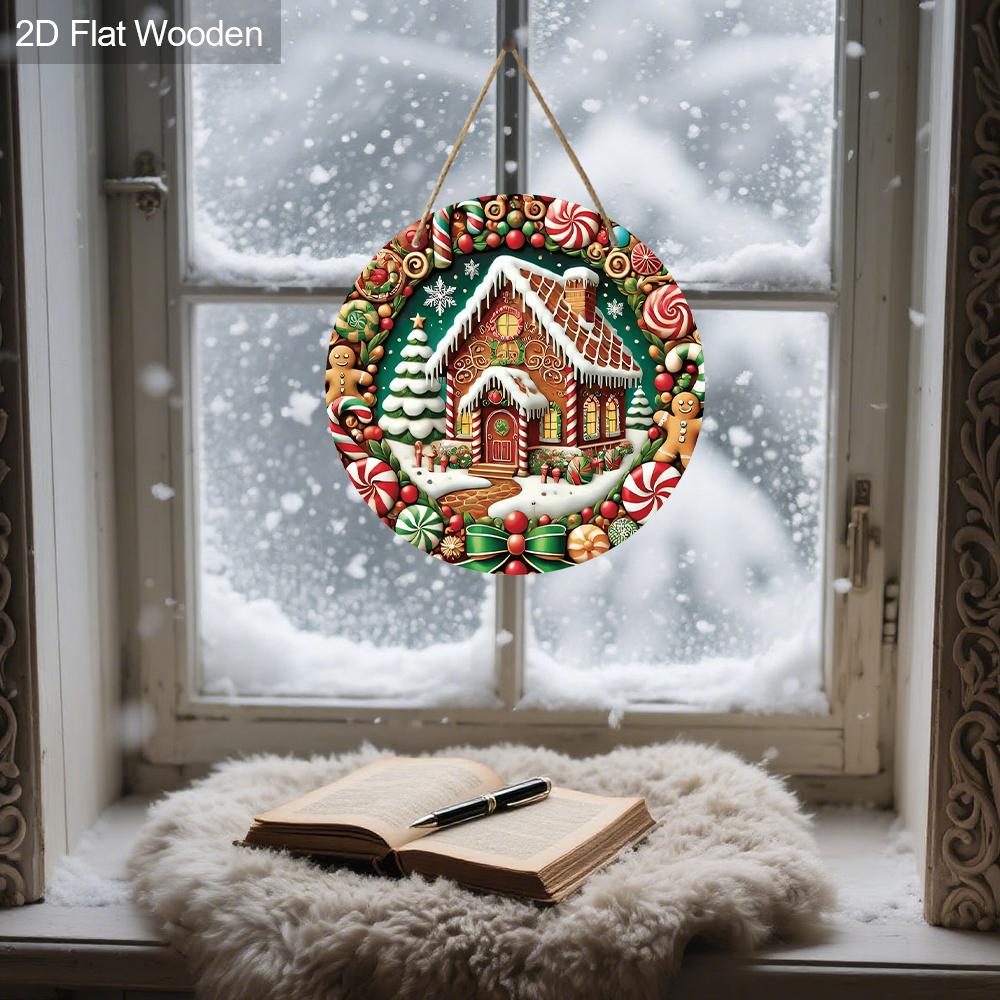 Weihnachts-Holzschild mit Schneehäuschen-Muster - Navidad-Schild für Haustür, Hof, Balkondeko - Ideale Weihnachtsdekoration