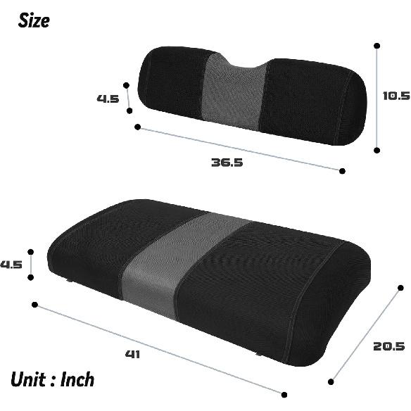Golf Cart Front Seat Covers Fit EZGO TXT 1994-2013, Washable Breathable Air Mesh Cloth Adjustable Seat Cover for Golf Cart, Black and Gray