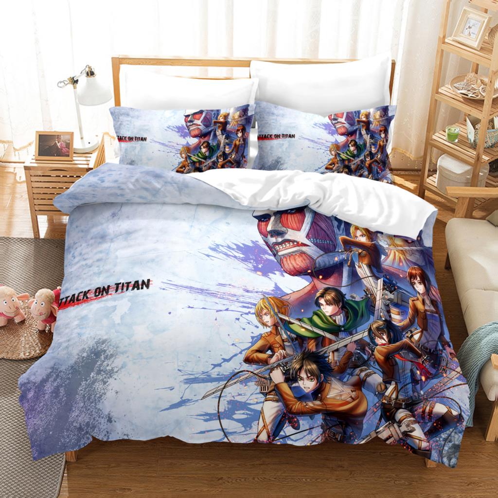 Attack On Titan Bedding Set Single Twin Full Queen King Size Attack On Titan Bed Set Children Kid Bedroom Duvetcover Sets 3D 003