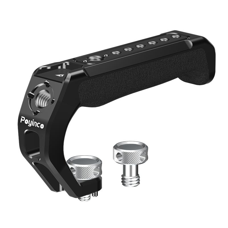 Lightweight Camera Top Handle Universal Camera Cage Top Hand Grip with 3/8  ARRI Locating Pins and Cold Shoe JN-107B