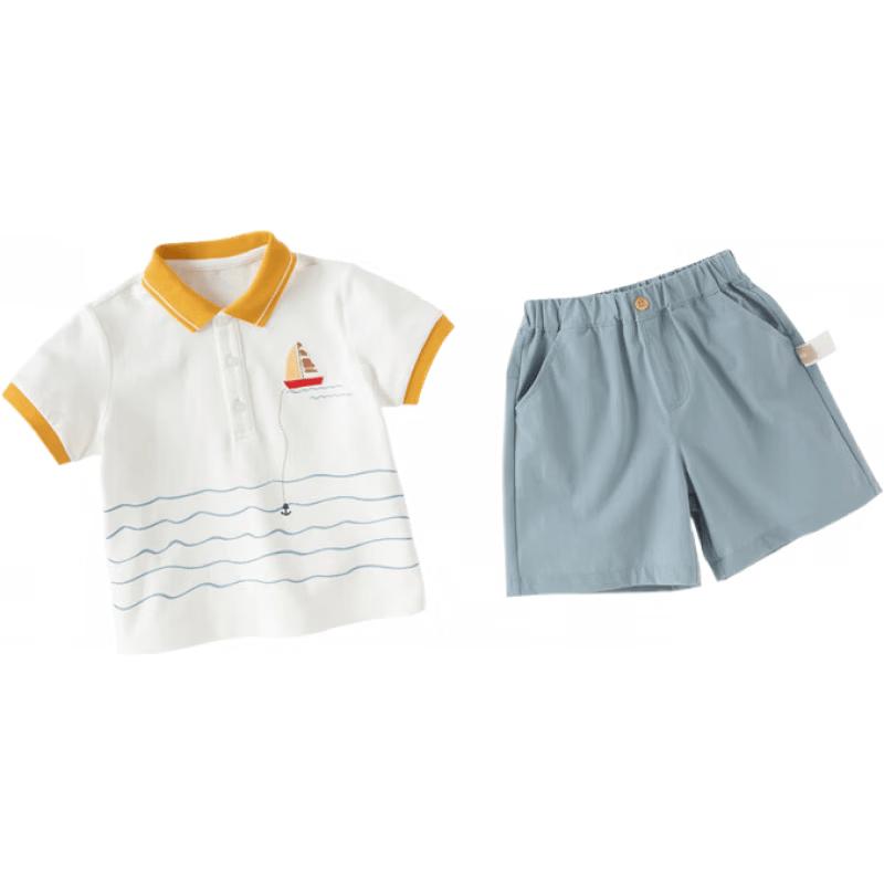 DAVE & BELLA Boys' Summer Cooling Short Sleeve & Five-Point Shorts Set