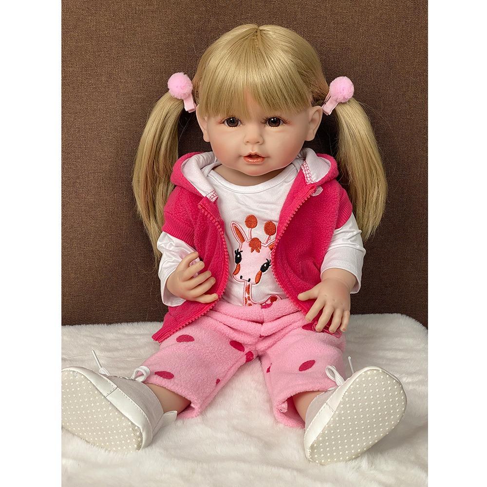Realistic Reborn Baby Girl Dolls Betty Raya Pasted Wig Hair Simulation Doll 55cm Full Silicone Body Bathing 22 Inch Collection Art Doll Baby Play Toys