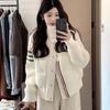Manteau d'automne Hiver pour Femme Tricoté Manches Longues Assemblage Veste en Coton Parka Sport Loisir Femme Haut Court Vêtement d'Extérieur