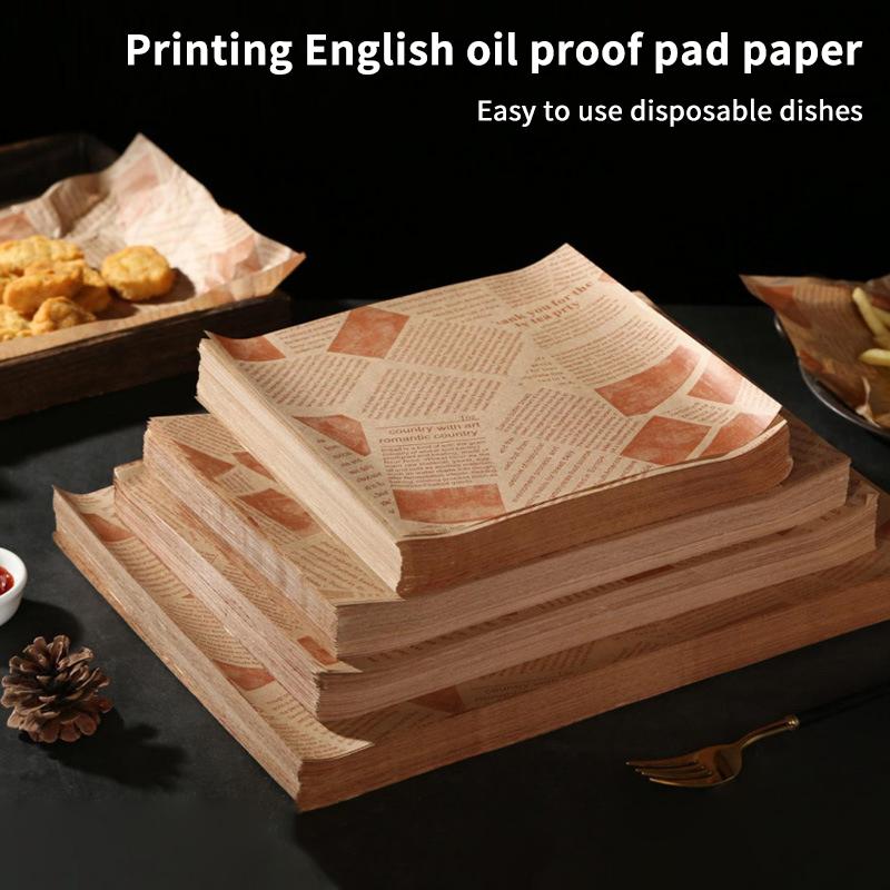 100pcs Sandwich Packaging Paper Cartoon Wrapping Disposable Household Oil-proof Chicken Roll Breakfast Baking Kitchen Tool&