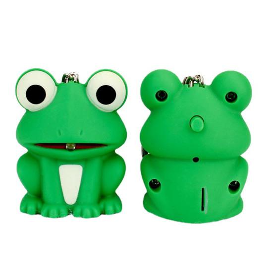 Glowing Toy Sound Effect Funny Animal Shape Built-in Battery Lovely Entertainment ABS Cartoon Frog Key Ring Gift