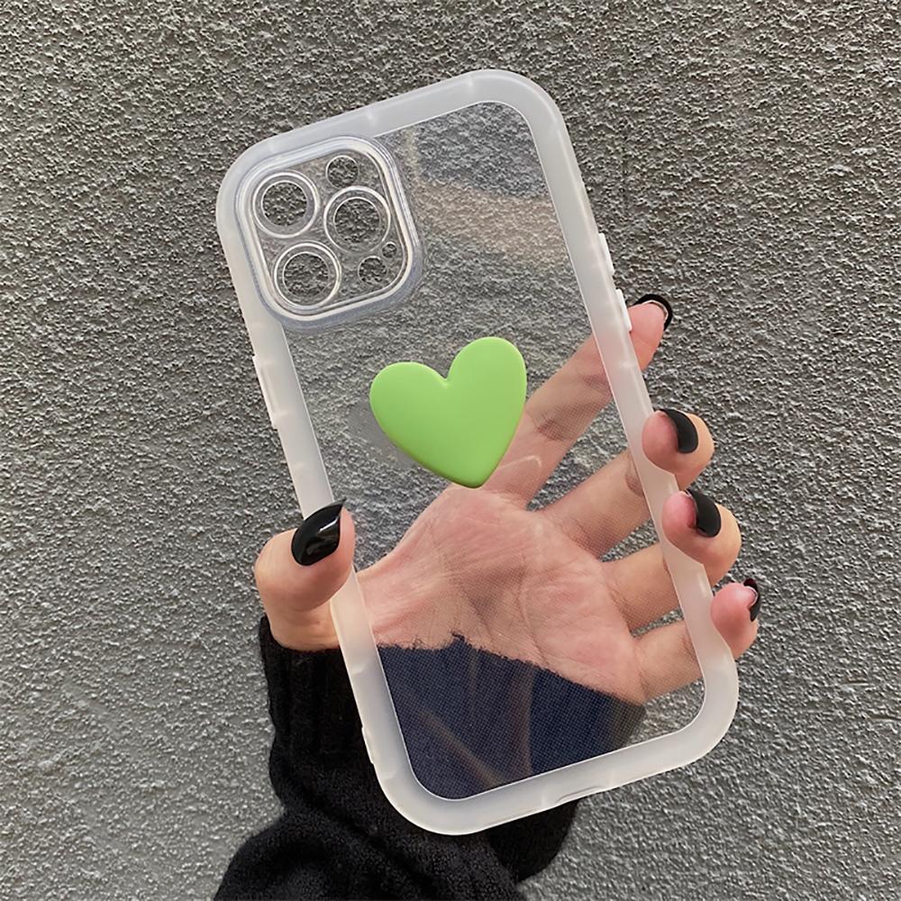 3D süße Herz Bonbonfarben stoßfeste Hülle für Iphone 12 11 13 14 Pro Max Xr Xs X 14 Plus transparente weiche Silikon-Rückseite