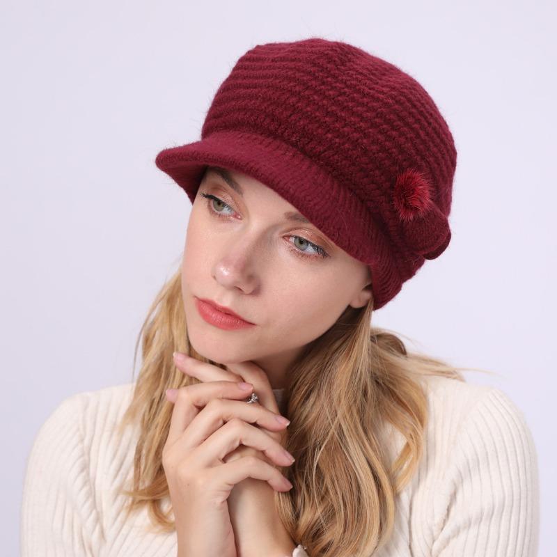 Duck Tongue Hat Women's Autumn Winter Knitted WoolenHats & Caps Velvet Insulation Cold Resistance Fashion Beret Hat