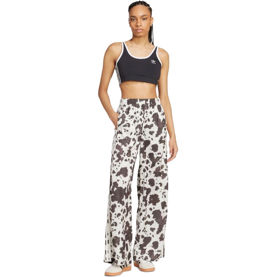 adidas Originale Lockere Mode Bequeme Weitbeinige Gestrickte Sporthose Damen Unterteile Schwarz Han-Jade-Weiß KA2668