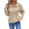 New Fashion Knitted Sweater Long Sleeve Lapel Solid Color Sweater for Women