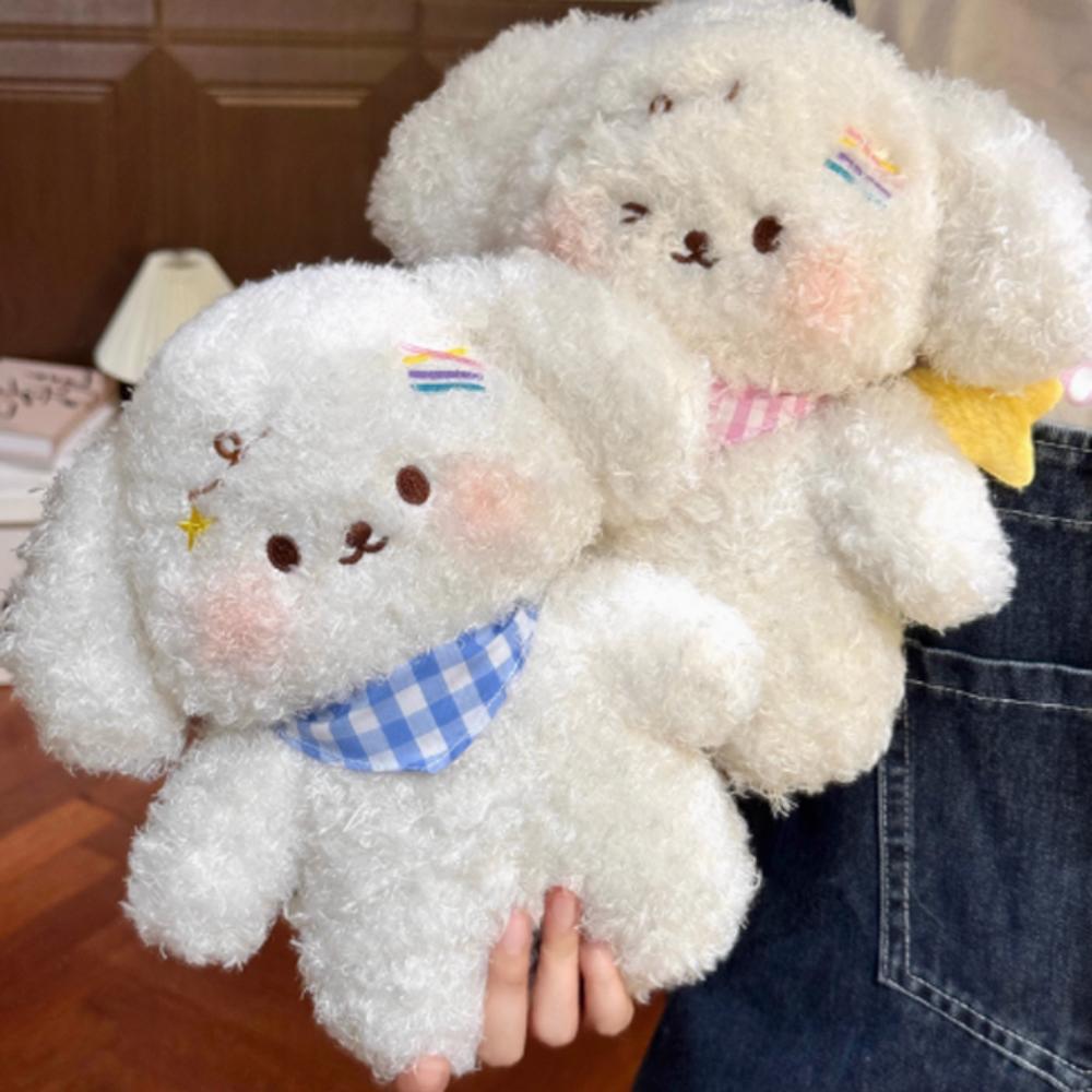 Wear Scarf Small Dog Plush Doll Puppy White Dog Doll Creative Little Dog Plush Toy  Children's Toy