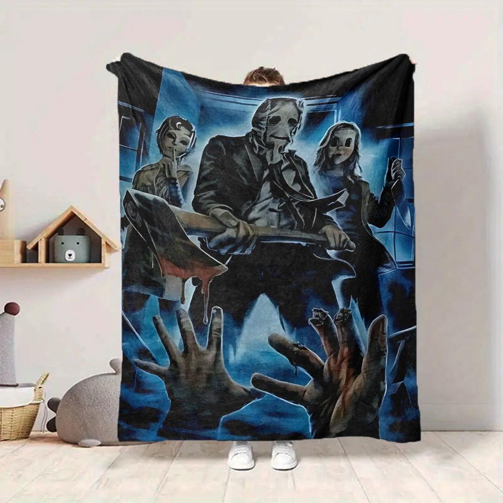 1pc Horror Movie Poster Flannel Blanket [Cozy Throw Blanket] For Sofa, Bed, Travel, Camping, Livingroom, Office, Couch, Chair, And Bed