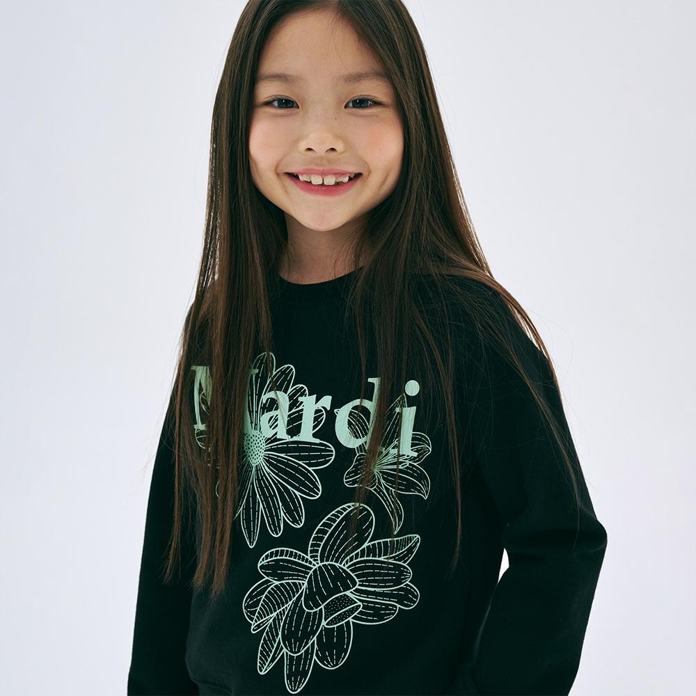 [mardimercredi] KIDS SWEATSHIRT TRIPLE FLOWER_BLACK MINT