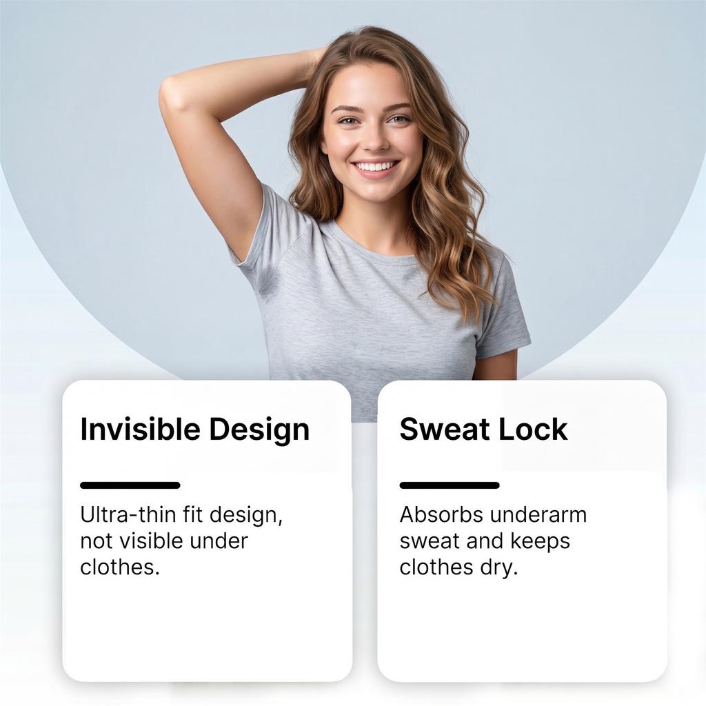 LANISKA Underarm Sweat Pads, Invisible Breathable Sweat Absorbing Pads for Summer, Men & Women, Anti-Perspirant Patches, 20 Pack