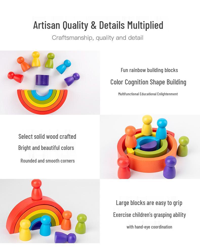 Wooden Rainbow Arch Building Blocks for Toddlers - Creative Stacking Puzzle Toy for Early Education & Parent-Child Play