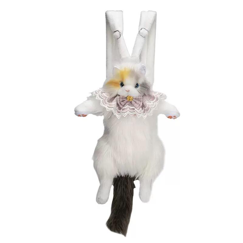 Cute Simulated Cat Designer Backpack Women Kawaii Soft Plush Trendy Backpack Purse for Woman School Bag Gift for Girls