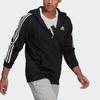 adidas M 3S Fl Fz Hd Stripe Sports Hooded Jacket Black Men's GK9051
