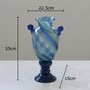 Colorful Blue Stripe Glass Vase Hydroponics Plant Pot Table Decoration Flowers Arrangement Floral Vases Room Aesthetic Decor