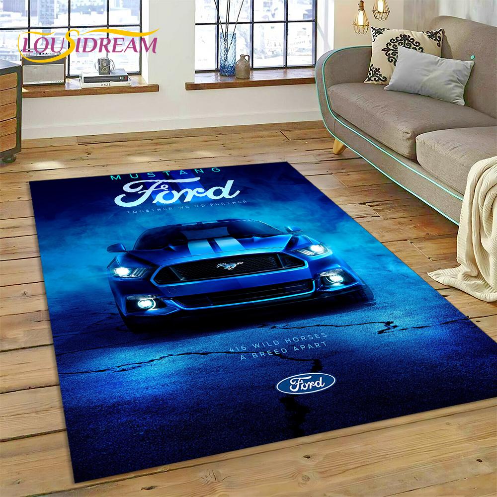 Classics 3D F-Ford GTR Mustang Car Rug Carpet for Living Room Bedroom Home Decor,Floor Mat Non-slip Decoration for Sofa Doormat
