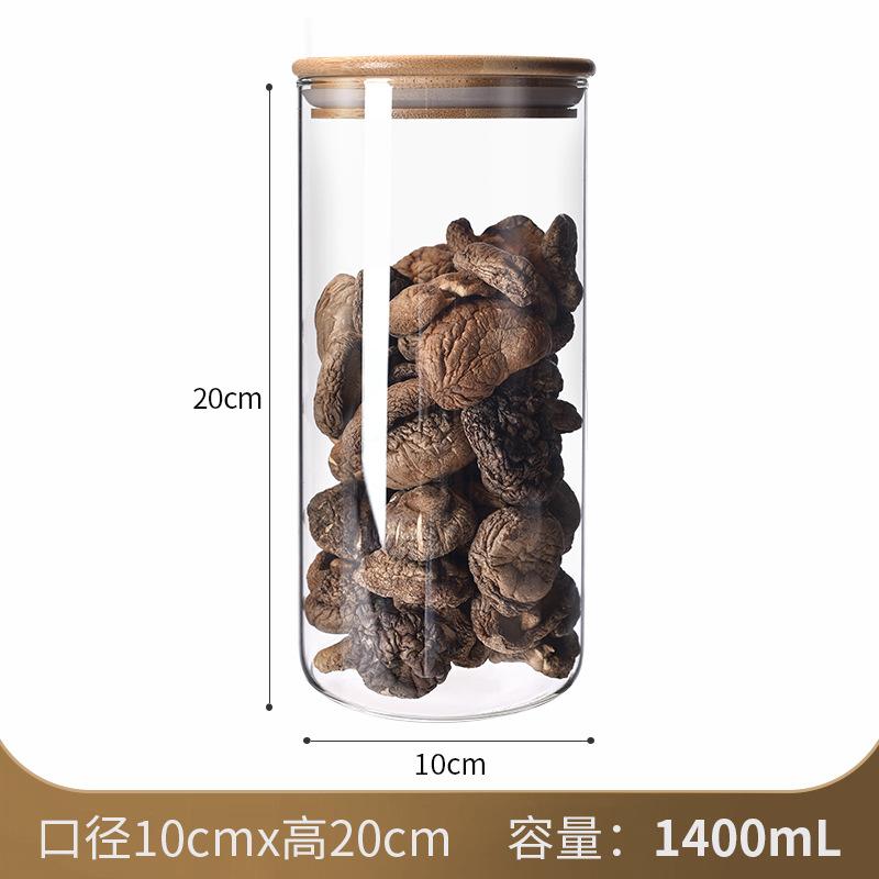 Wood Lid Glass Airtight Canister Food Container Tea Coffee Beans Kitchen Storage Bottles Jar Sealed Grounds Candy Jars Organizer