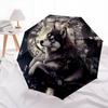 Black Husky pattern, automatic folding umbrella, portable and foldable design, 8 ribs, a Christmas or birthday gift.