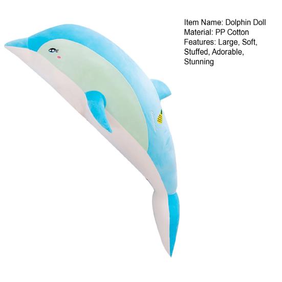 Giant Dolphin Plush Toy Soft Large Dolphin Doll Stuffed Sea Animal Hugging Pillow