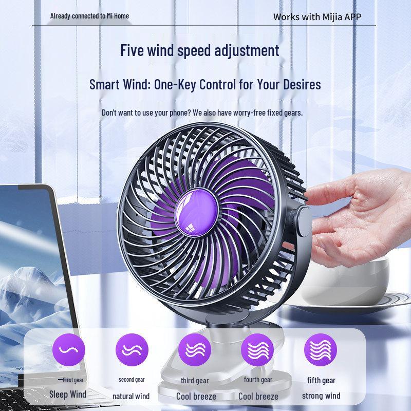 2026 Mijia App-Connected Silent Desktop Fan: USB Rechargeable for Office and Student Use