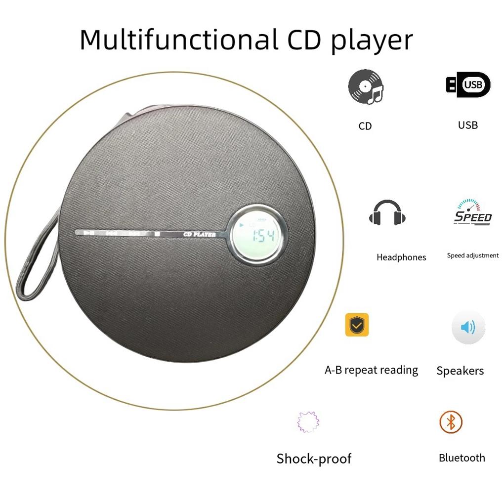 Portable CD Player Bluetooth with Speaker Stereo and Headphones Rechargeable Discman USB MP3 Music Album Players