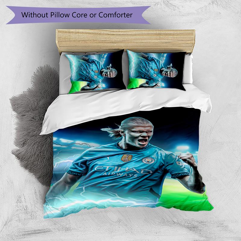 Set Biancheria da Letto 3 Pezzi con Stampa Modello Erling Haaland Morbido Delicato sulla Pelle Lavabile Copripiumino e Federe Set Stagione Unica Camera da Letto