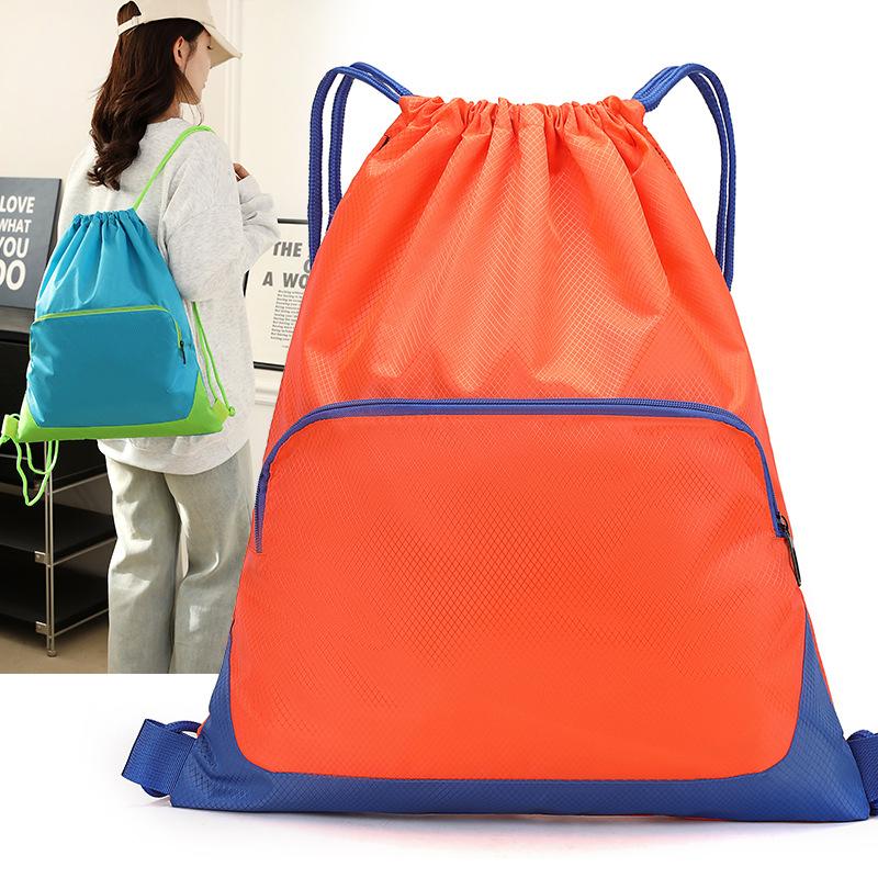 Drawstring Backpack with Drawstring and Drawstring Pockets, Large Capacity Waterproof Sports and Fitness Bag for Men and Women, Travel Backpack