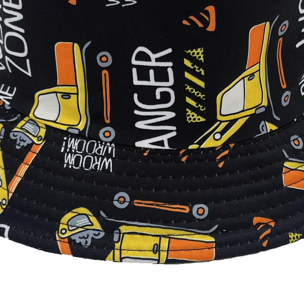 Cartoon excavator pattern versatile children's bucket hat outdoor leisure sun hat CM