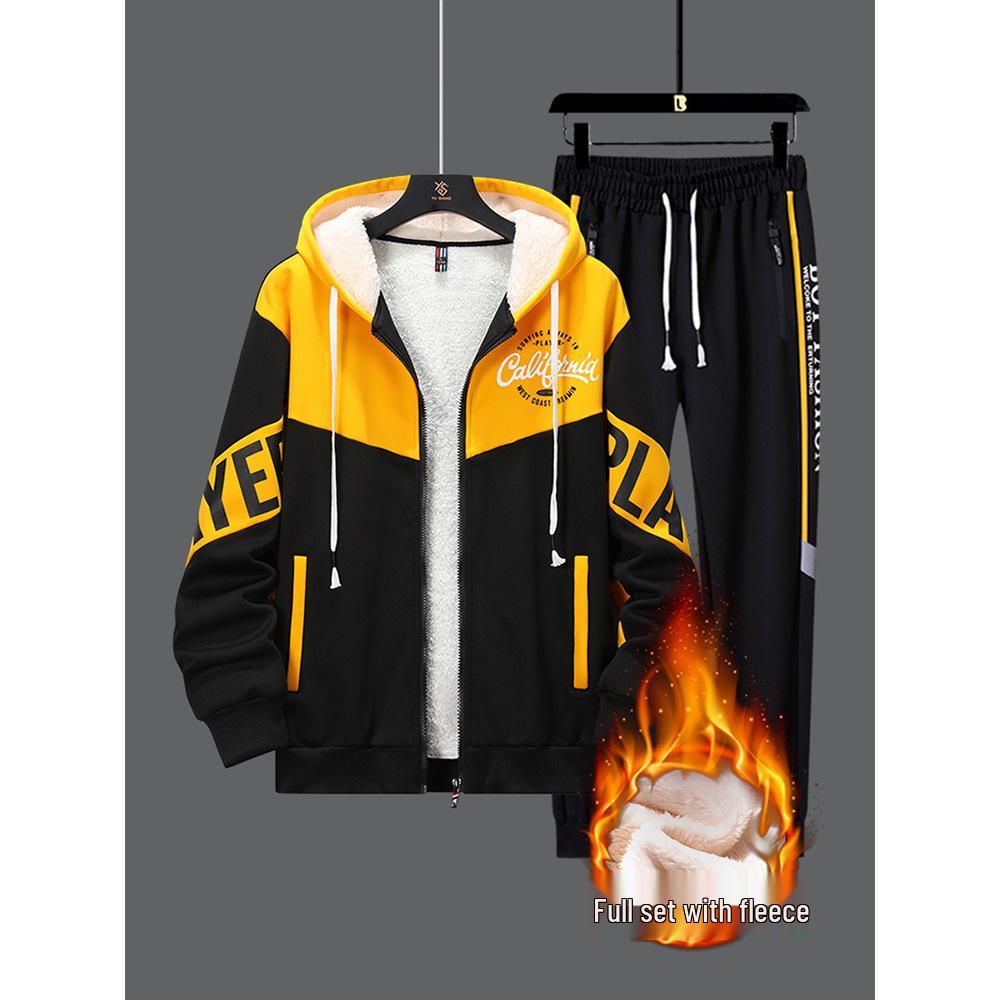 Fleece-Lined Boys' Hoodie - Thick Winter Jacket for Teenagers, Perfect for Autumn Sports and School