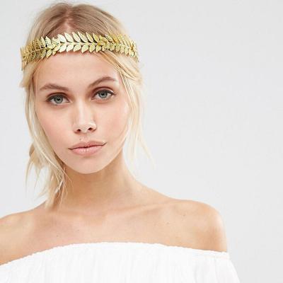 Corona di foglie d'oro alla moda, tiara d'alloro, copricapo con foglie greche, tiara da sposa con perle, fascia per capelli, corona per capelli, accessori per capelli da sposa