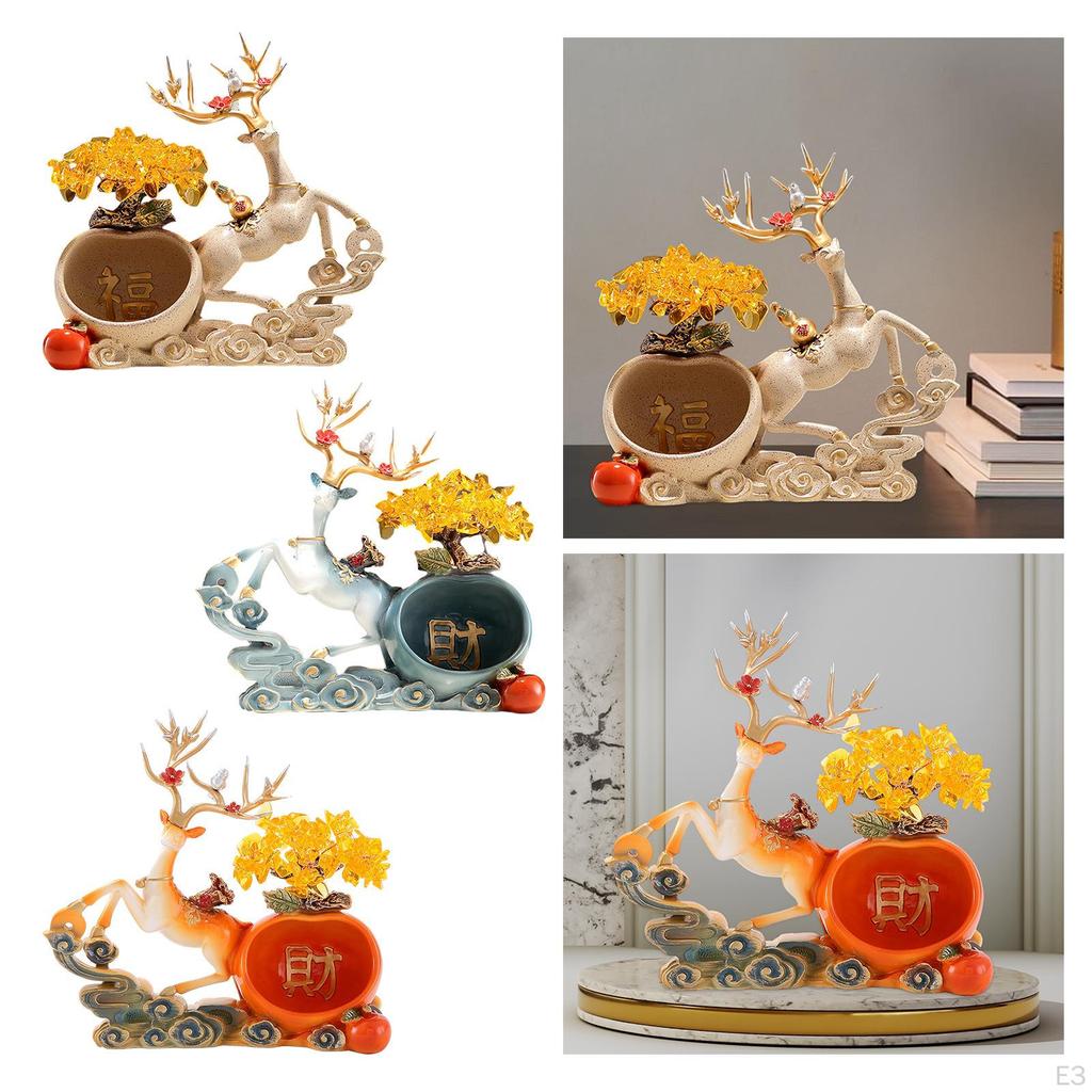 Decorative Deer Figurine Tabletop Ornament Key Storage Rack Crafts Elk Resin Statue for