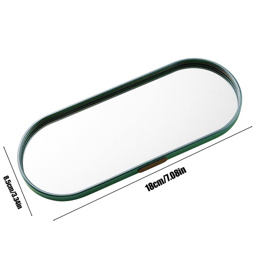 Nordic Oval Mirror Tray Gold Luxury Metal Cosmetic Jewelry Storage Plate Perfume Organizer Desktop Decorative Makeup Display Trays Dark green-18*8.5cm